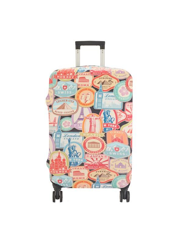 Wexta Mektup Pulu Baskılı Orta Boy Valiz Kılıfı - Renkli - 64x45x26 cm