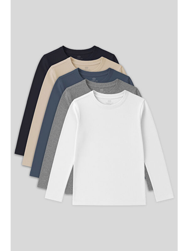Tommylife Standart Fit Basic O Yaka 5li Paket Unisex Çocuk T-Shirt - 11329