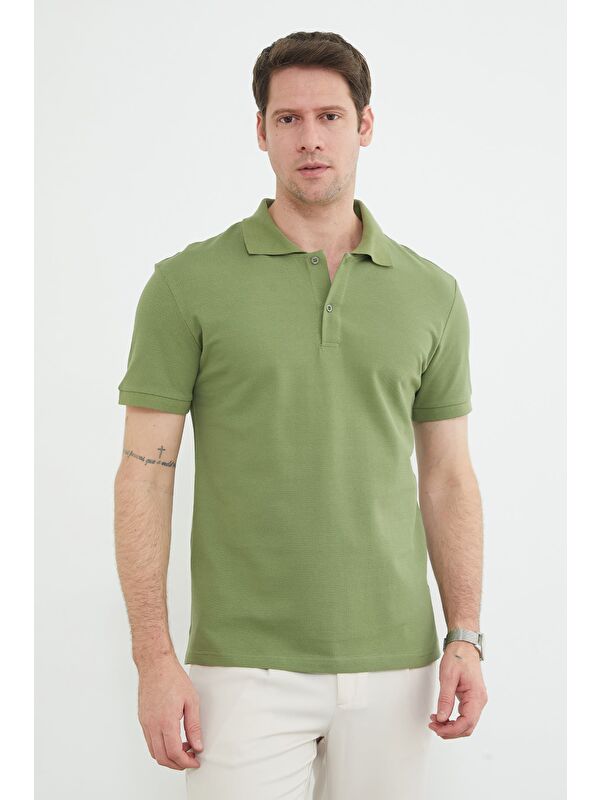 Fullamoda Basic Polo Yaka Yarım Düğmeli Tişört