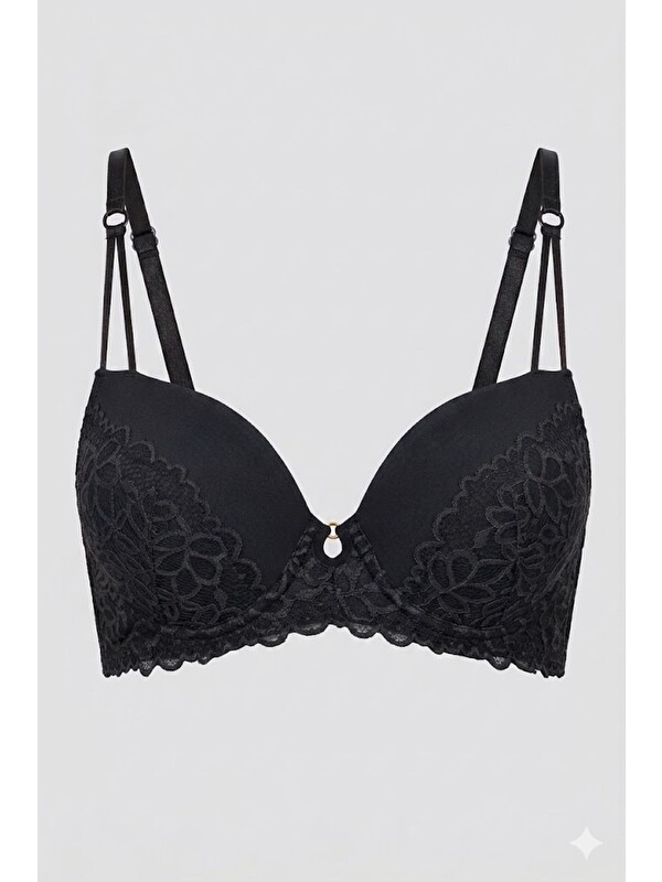 C&City Push Up Dantel Detaylı Sütyen C18415 Siyah