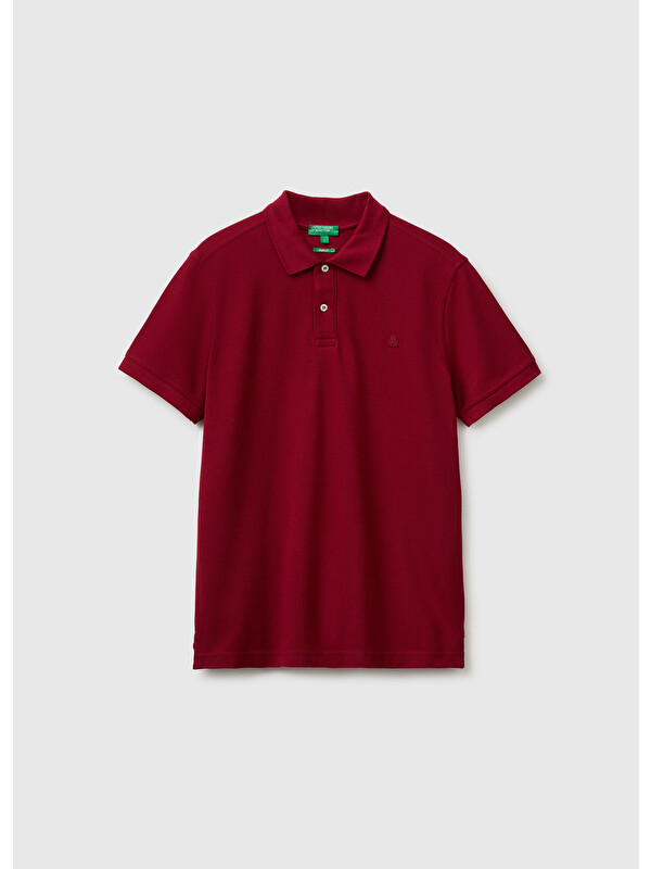 United Colors Of Benetton Erkek Bordo Regular Fit Kısa Kollu Polo T-Shirt