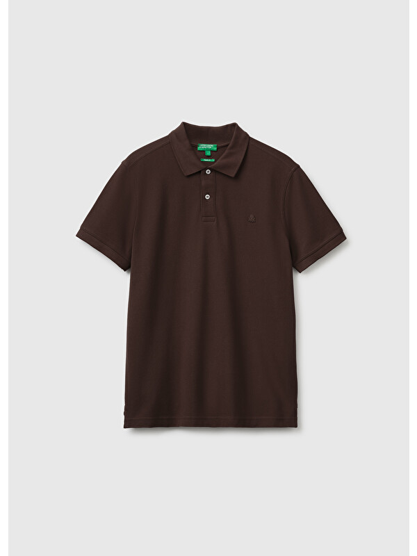United Colors Of Benetton Erkek Koyu Kahverengi Regular Fit Kısa Kollu Polo T-Shirt