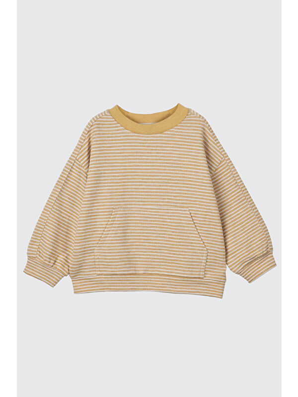 Panço Erkek Bebek Çizgili Hardal Sweatshirt