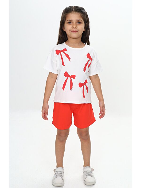 Toontoykids Kız Çocuk Fiyonk Baskılı Şortlu Takım