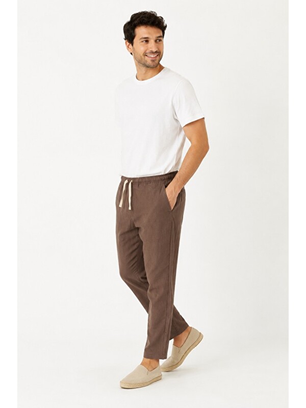 Mulberry Erkek Keten Pantolon | Doğal Nefes Alabilen Bağcıklı Rahat Kesim Günlük ve Yazlık Pantolon
