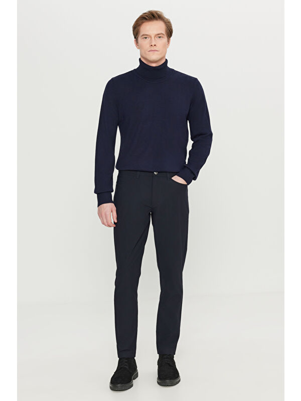 Altınyıldız Classics Erkek Lacivert Slim Fit Dar Kesim 5 Cepli Casual Pantolon