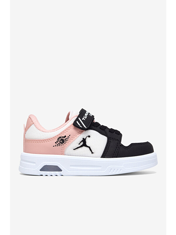 TONNY BLACK Çocuk Unisex Siyah Pudra Kauçuk Taban Cırtlı Işıklı Sneaker