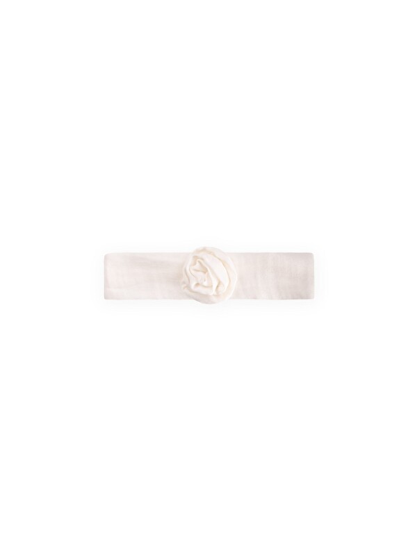 CİGİT Müslin Gül Figürlü Lastik Bandana Ekru