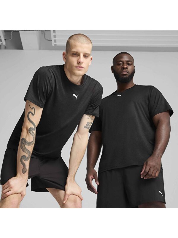 Puma Essentials Heather Erkek Siyah Yuvarlak Yaka Spor Tişört