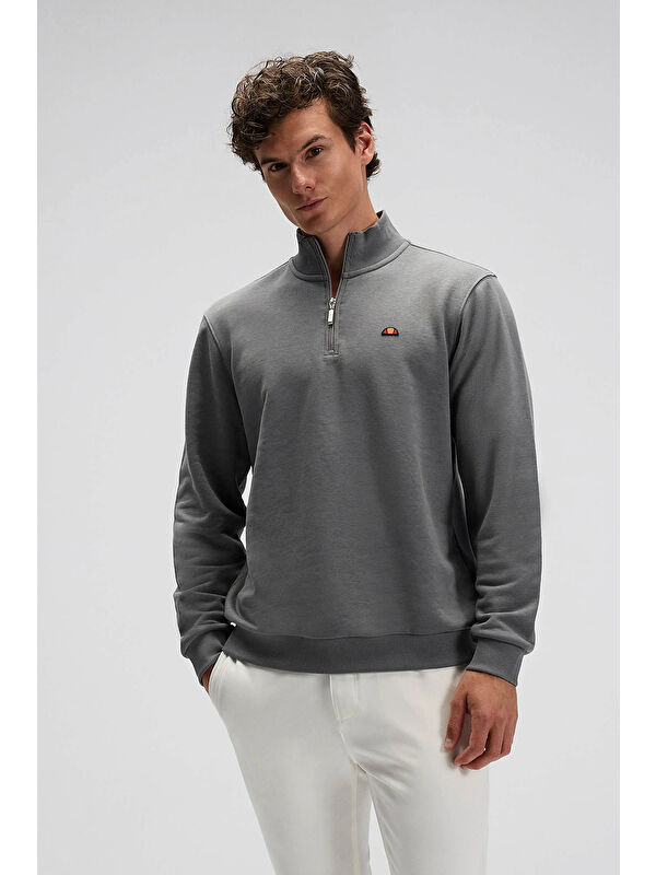 Ellesse Pamuklu Regular Fit Yarım Fermuarlı Dik Yaka Sweat EM580-ANT
