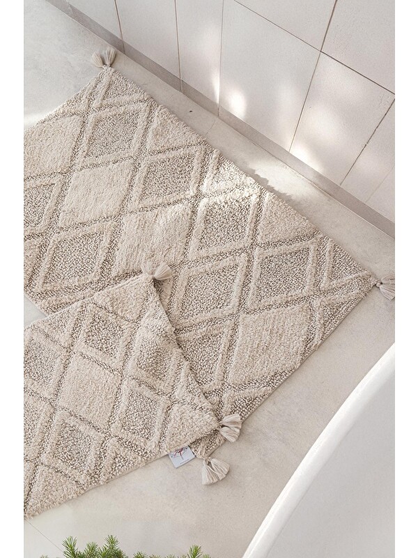 İrya MAXI PUSKULLU BANYO PASPASI 40x60 + 60x90 BEJ