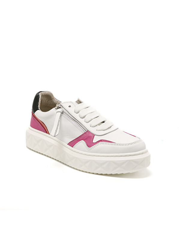 John May Kadın Sneaker ( Günlük) MAR-25Y-209-8856 Beyaz Cilt-Gümüş