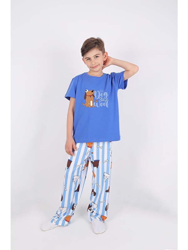 Koza İç Giyim Erkek Çocuk Kısa Kollu Pamuklu Hayvan Desenli Pijama Takımı
