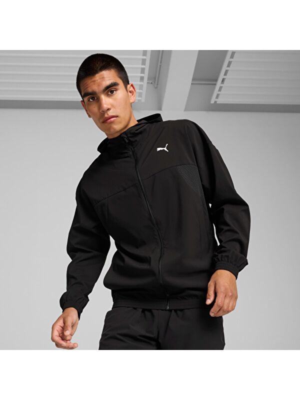 Puma Fit Woven Full Zip Siyah Erkek Fermuarlı Sweatshirt Hırka