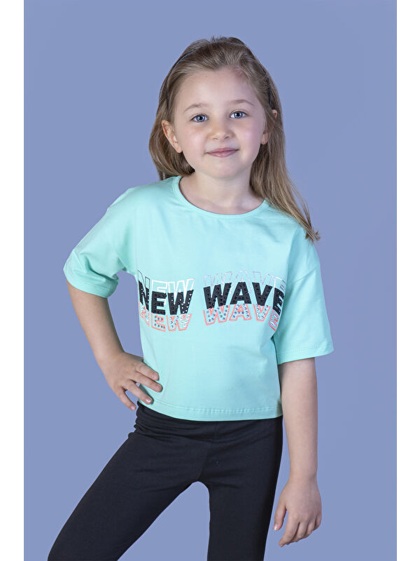 Toontoykids Kız Çocuk New Wave Baskılı Taş İşlemeli Tişört