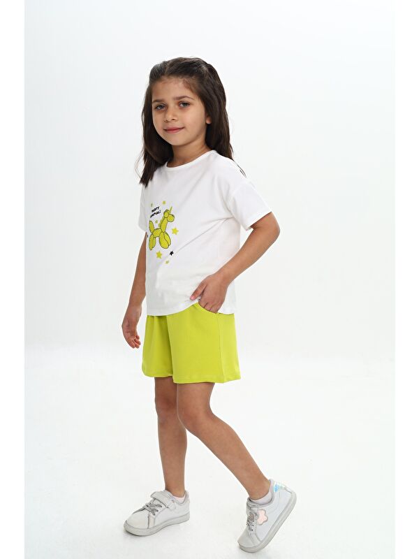 Toontoykids Kız Çocuk Anımal Balon Baskılı Şortlu Takım