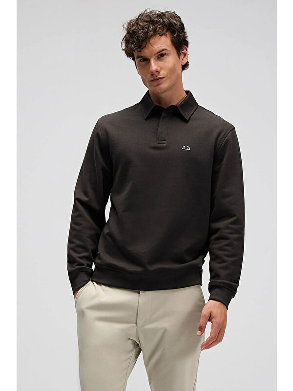 Ellesse Logolu Pamuklu Regular Fit Düğmeli Polo Yaka Sweat EM607-KH