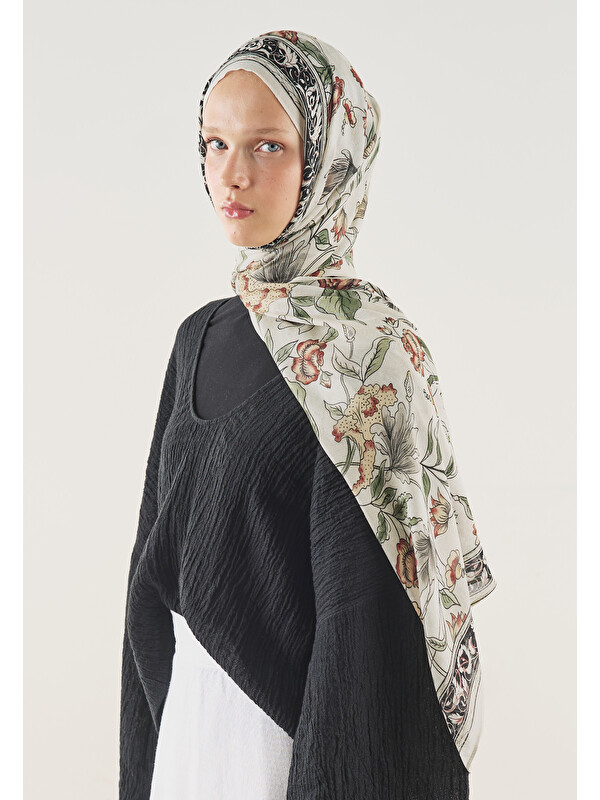 Fresh Scarfs Pure Ethnic Desen Soft Viskon Şal Siyah