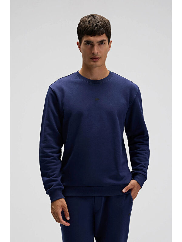 Ellesse Pamuklu Regular Fit Bisiklet Yaka Logolu Sweat EM556-NV