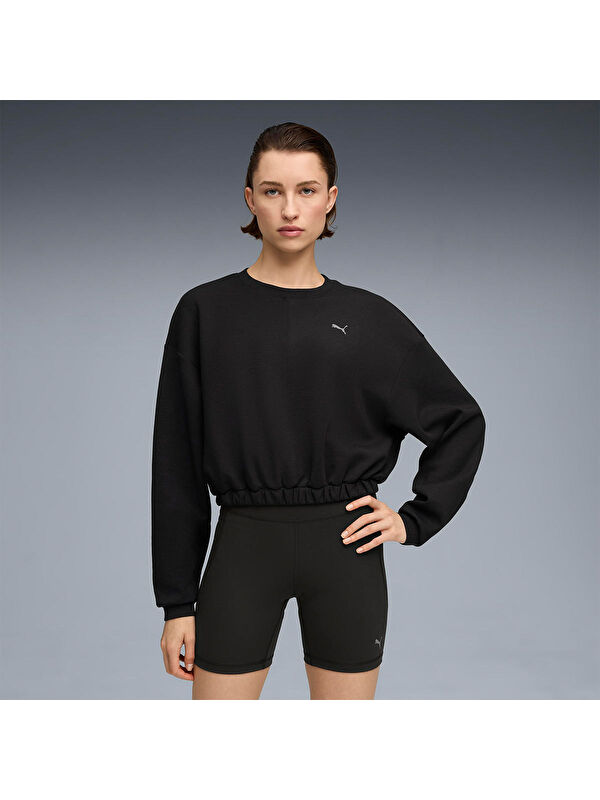 Puma Cloudspun Crew Kadın Siyah Bisiklet Yaka Sweatshirt