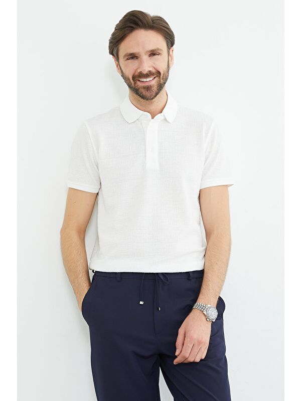 Fullamoda Desenli Polo Yaka Regular Fit Tişört