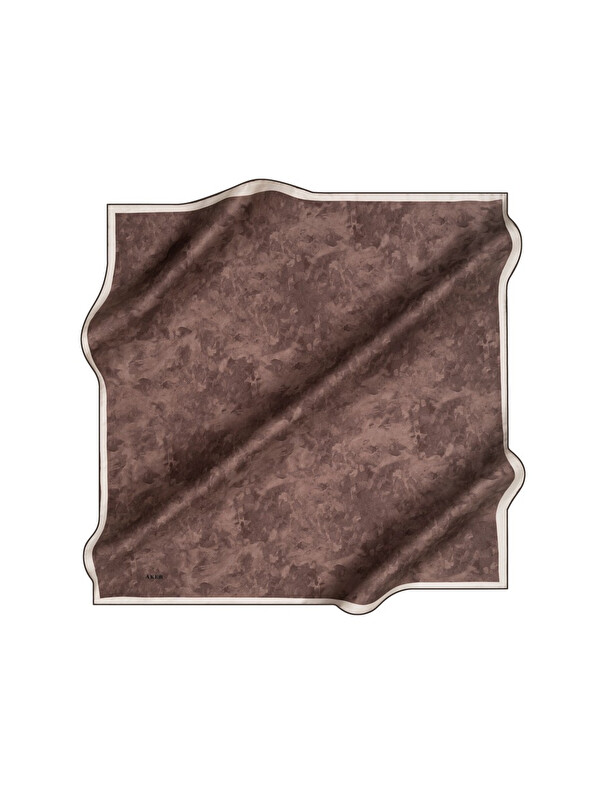 AKER Kahverengi 90X90 İpek Krep Saten Eşarp