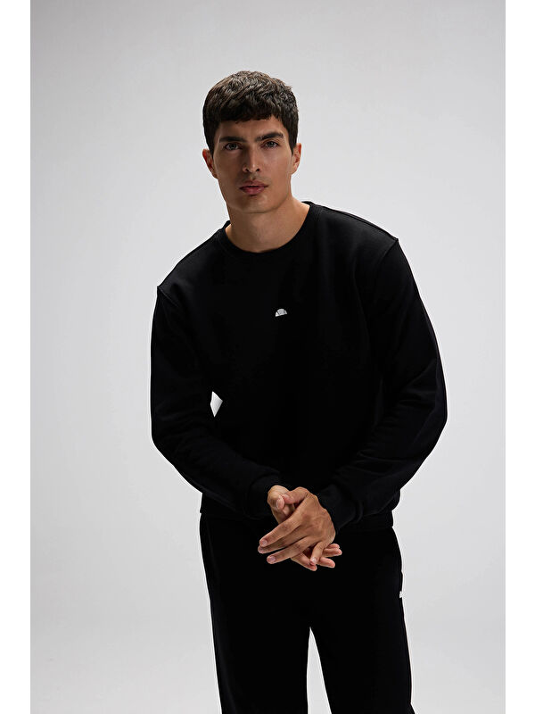 Ellesse Pamuklu Regular Fit Bisiklet Yaka Logolu Sweat EM556-BK
