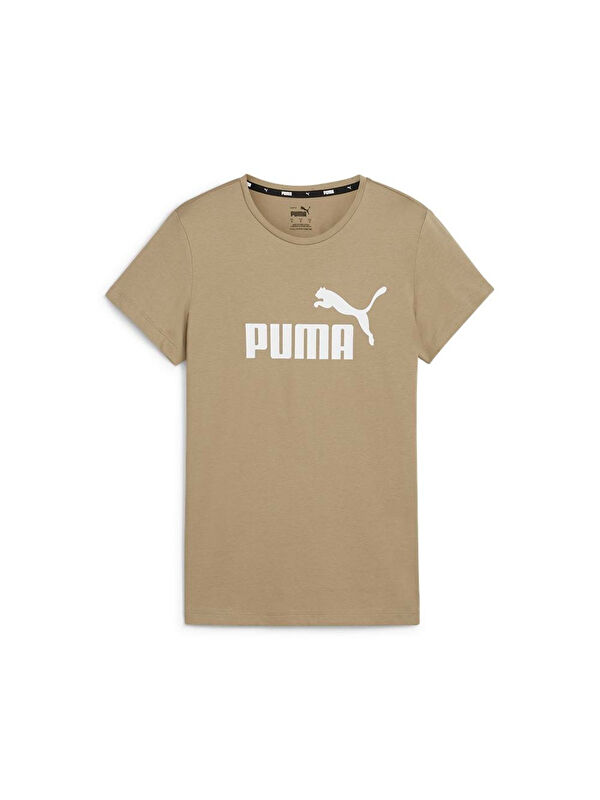 Puma Essentials Logo Kadın Bej Yuvarlak Yaka Tişört