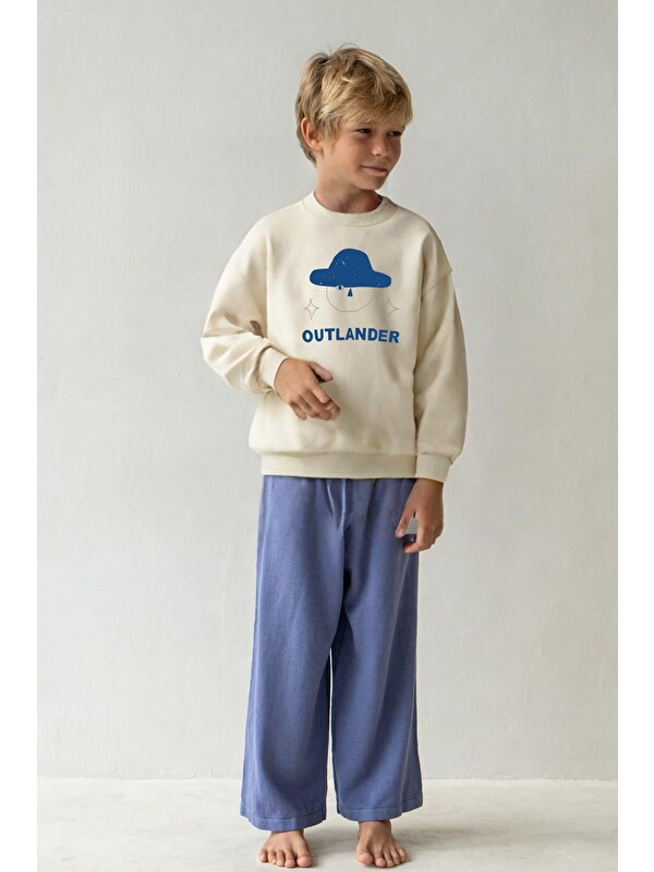 Monila Erkek Çocuk Baskılı 3 İplik Kumaş Pamuklu Sweatshirt