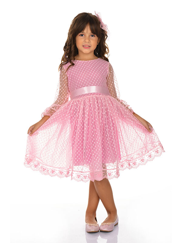 Mnk Baby & Kids Dantel Tokalı Kız Çocuk Elbise