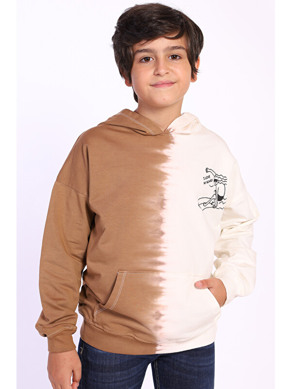 Toontoykids Erkek Çocuk Kapüşonlu Baskılı İki Renkli Sweatshirt