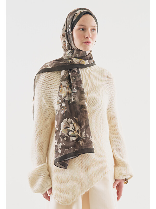 Fresh Scarfs Jane Desenli Pamuk Viskon Şal Antrasit