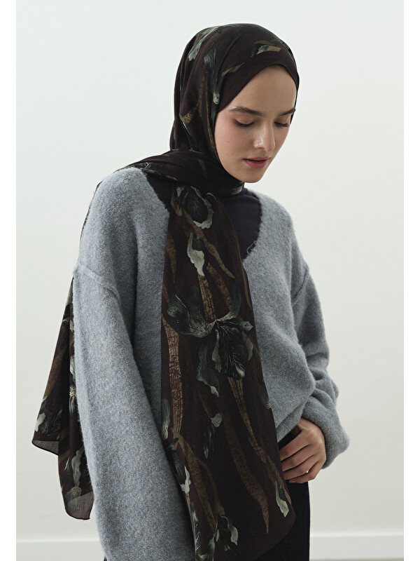 Fresh Scarfs Zelinda Desenli Pamuk Viskon Şal Erik Çürüğü