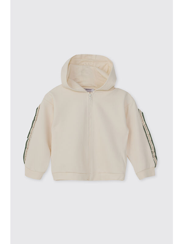 Panço Kız Bebek Fermuarlı Ekru Sweatshirt