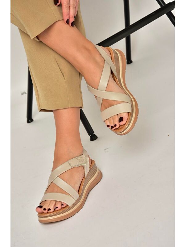 Fox Shoes Vizon Kadın Sandalet Y555420203