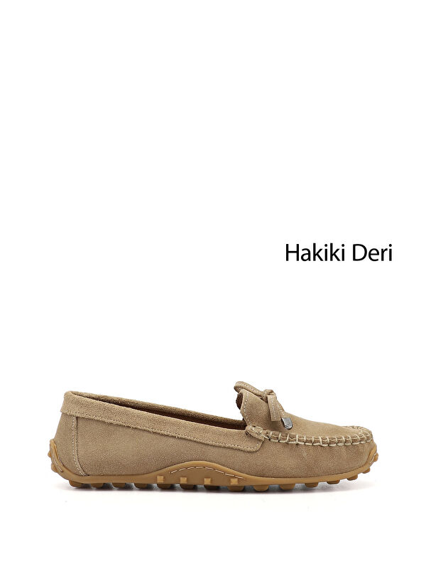 GÖNDERİ(R) Kadın KREM Fiyonklu Hakiki Deri Comfort Loafer