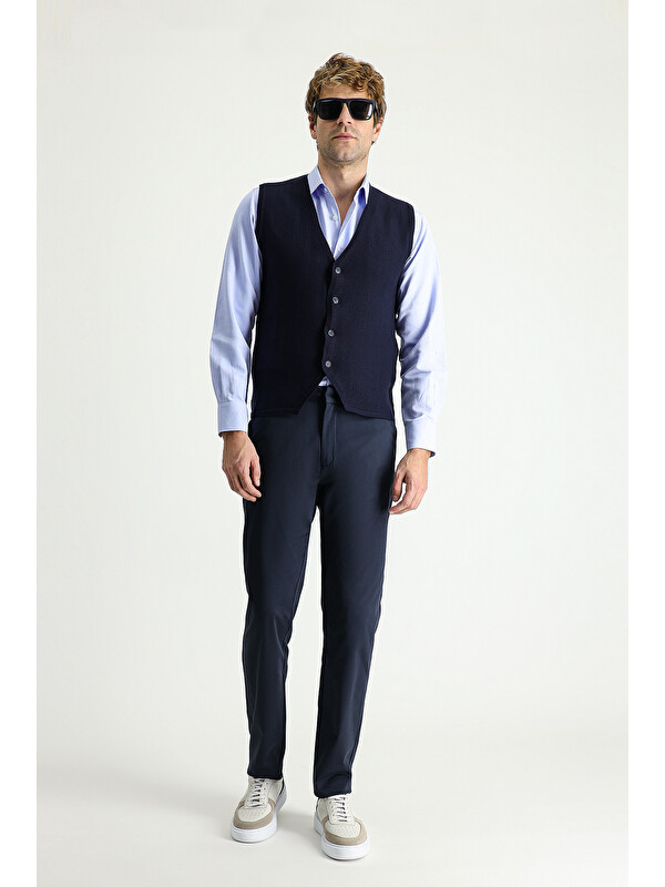 Kiğılı Slim Fit Dar Kesim Elastanlı Saten Kanvas /  Chino Pantolon