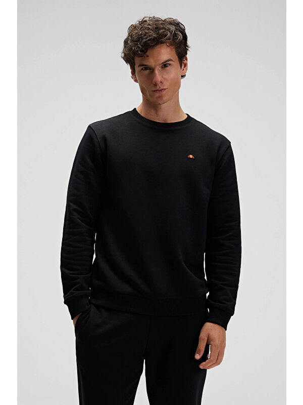 Ellesse Pamuklu Regular Fit Bisiklet Yaka Logolu Sweat EM579-BK