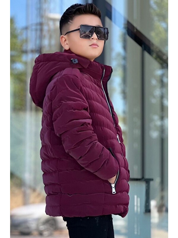 Pina Kids Erkek Çocuk Çıkarılabilir Kapüşonlu Dikişli Nova Kumaş Kışlık Şişme Mont KM4016