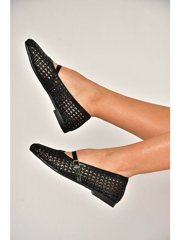 Fox Shoes Siyah Fox Shoes Babet Kadın Y726431709
