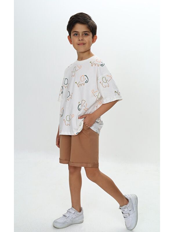 Toontoykids Erkek Çocuk Fil Baskılı Şortlu Takım