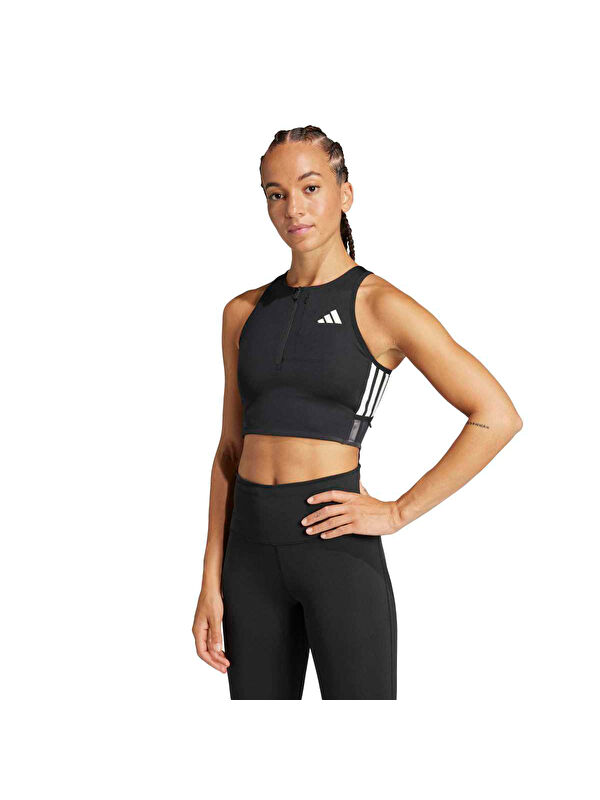 Adidas Adizero Kadın Siyah Yuvarlak Yaka Crop