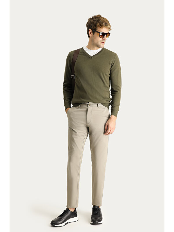 Kiğılı Slim Fit Dar Kesim Elastanlı Kanvas / Chino Pantolon