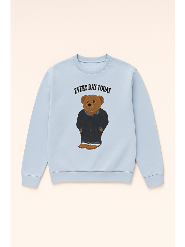Katia And Bony Erkek Çocuk Teddy Desenli Sweatshirt Pijama Üstü Mavi