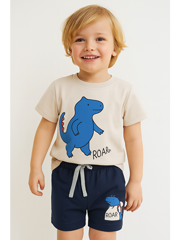 Katia And Bony Erkek Çocuk Dinozor Desenli Şortlu Pijama Takımı