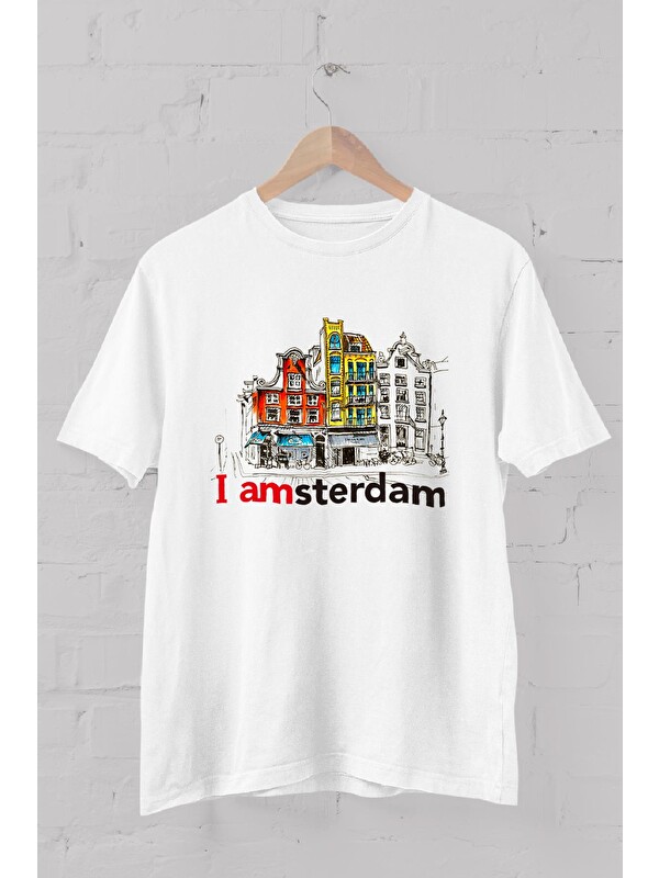 Blah. Amsterdam Silüet Baskılı Bisiklet Yaka Erkek Tişört