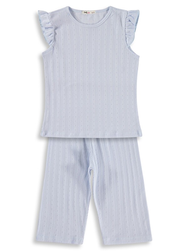 Civil Girls Kaprili 10-13 Yaş Pijama Takımı - Mavi