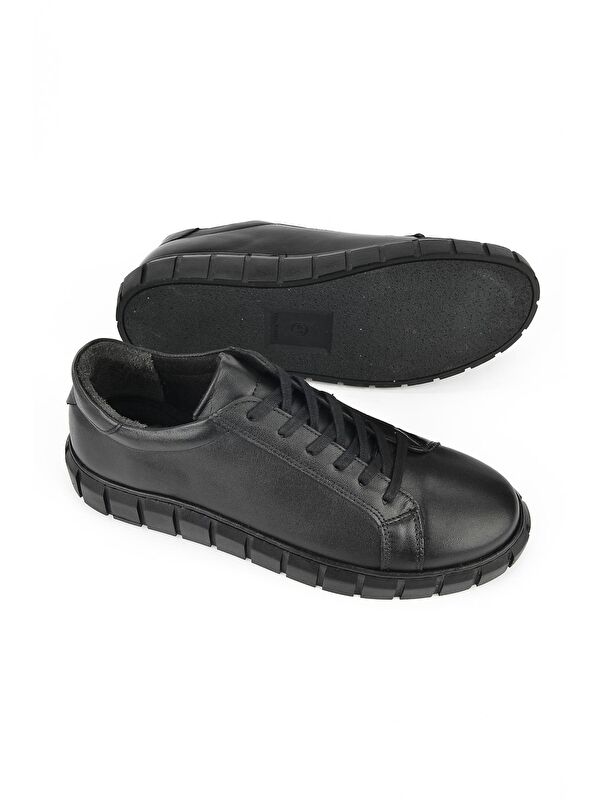 Erkek Hakiki Deri Sneaker 133423Z96 Siyah - Görsel 5