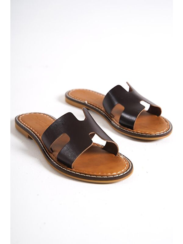 H Bantlı Kadın Deri Terlik - Görsel 3