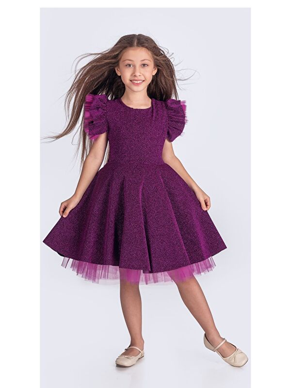 Mnk Baby & Kids Simli Şanzelize Kız Çocuk Abiye Elbise M00669